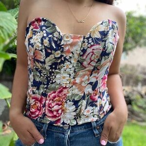 Vintage gold label Victoria’s Secret floral printed corset